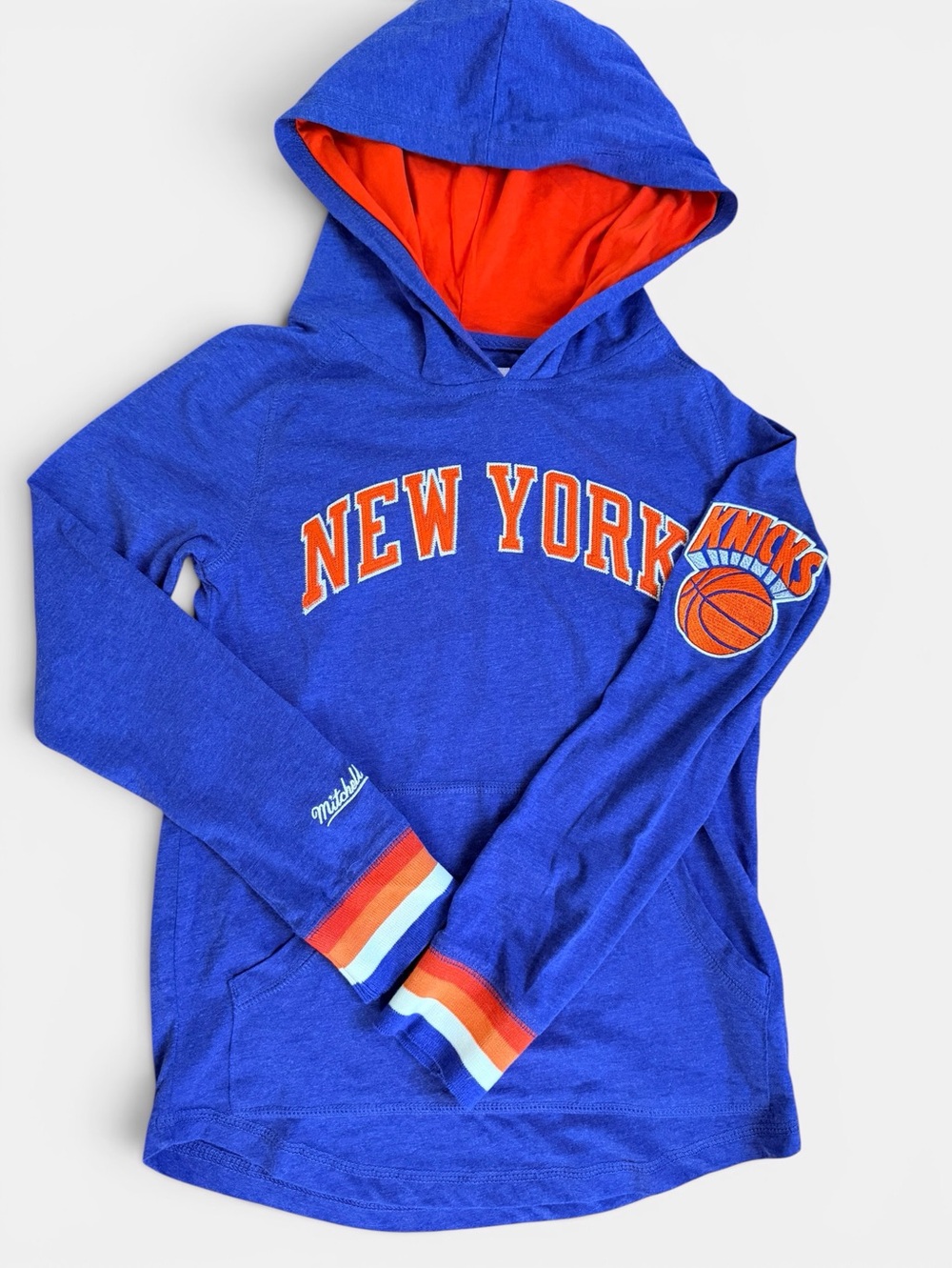 Mitchell & Ness New York Knicks Youth Small 8 Hoodie NBA Blue Pullover Logo